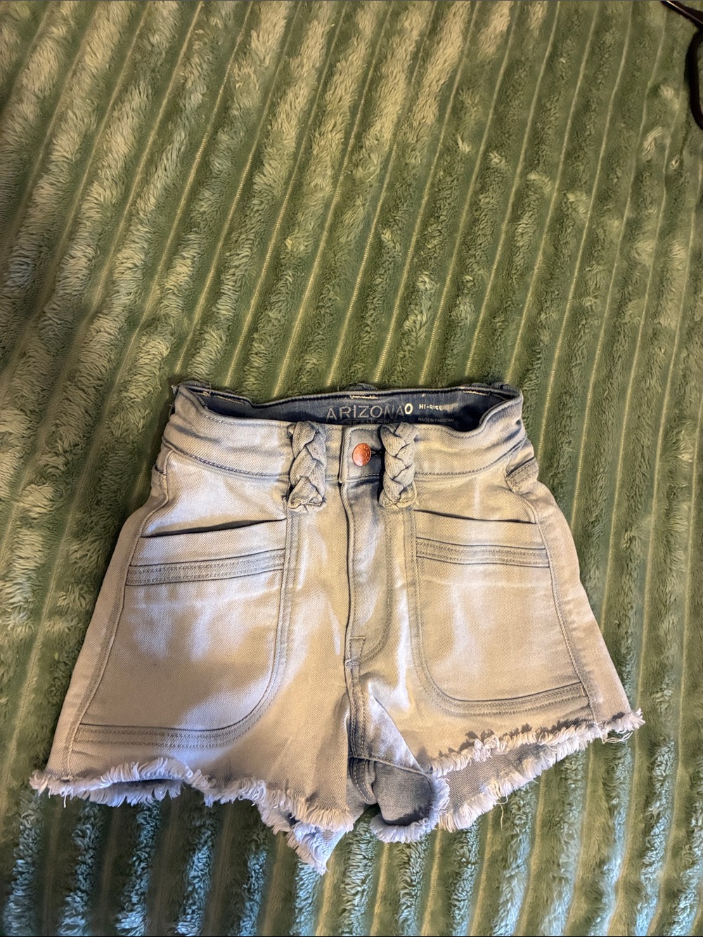 Arizona Jean Company Light Blue Braided Waist Denim Shorts